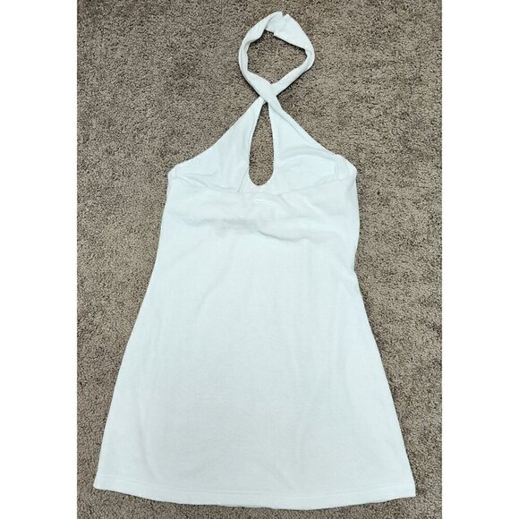Fabletics Island Terry Halter Dress White Medium - Picture 5 of 7